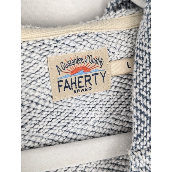Faherty Seabrook French Terry Hoodie Pullover V Neck Pocket Sweatshirt Womens L - Picture 7 of 9